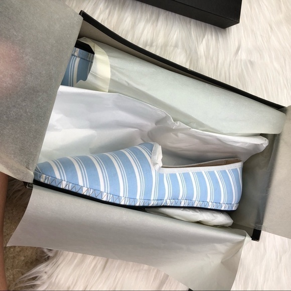 New J. Crew Printed Venetian Loafers in Blue and White Stripe - Picture 7 of 9